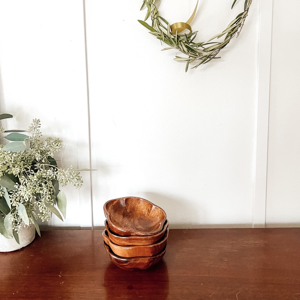Set of 4 wood mid century bowls